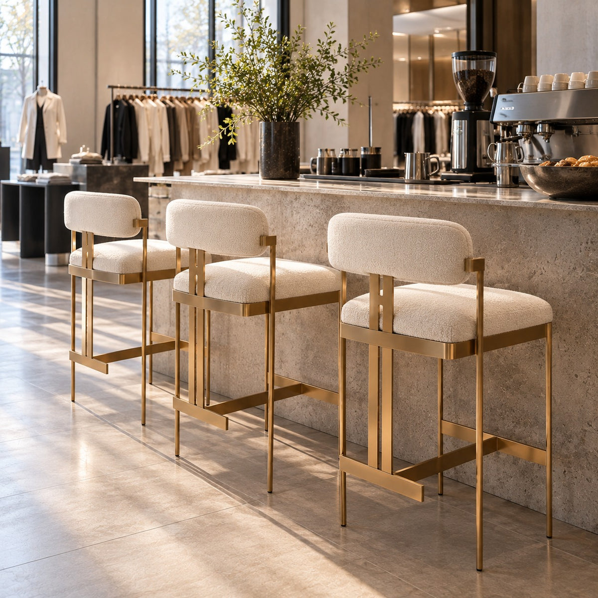 Gold Frame Counter Chair 使用イメージ（アパレル店）