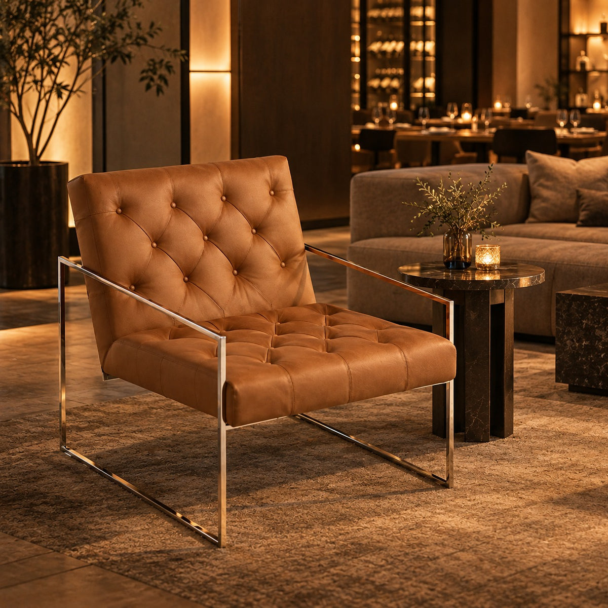 Tufted Frame Lounge Chair 使用イメージ（飲食店）
