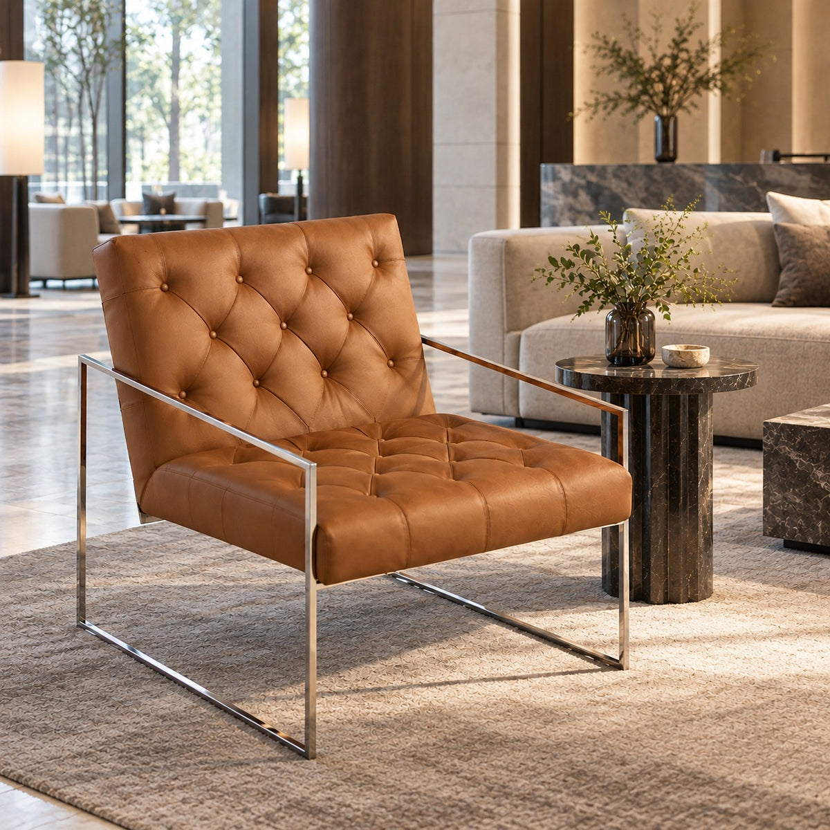 Tufted Frame Lounge Chair 使用イメージ（ホテル）