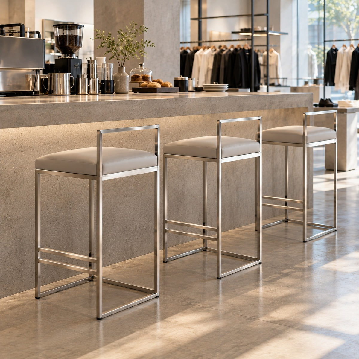 Frame Back Counter Chair 使用イメージ（アパレル店）