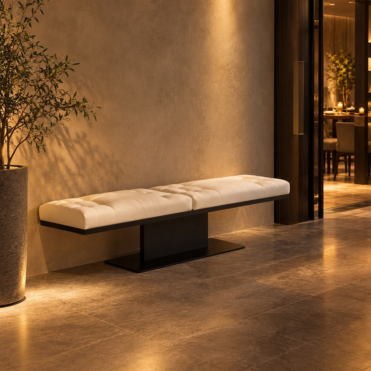 Pedestal Bench 使用イメージ（飲食店）