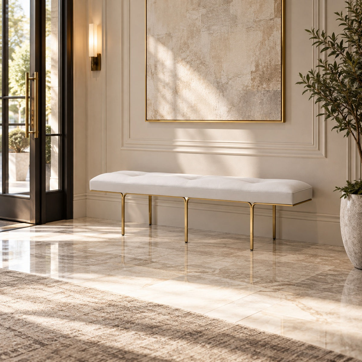 Tufted Line Bench 使用イメージ（ホテル）