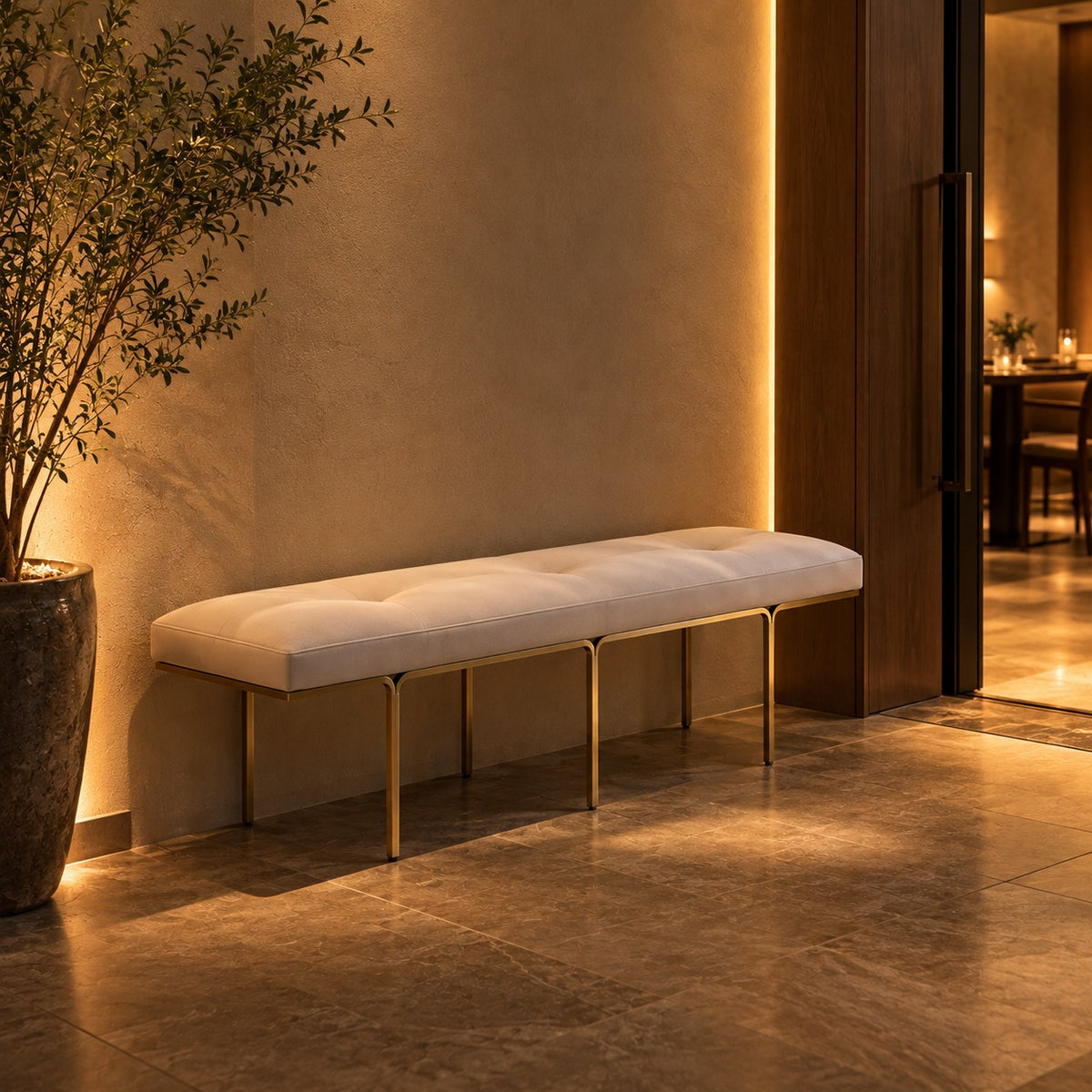 Tufted Line Bench 使用イメージ（飲食店）