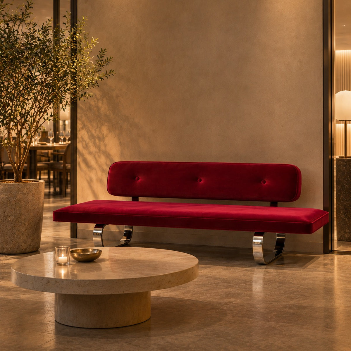 Low Velvet Sofa 使用イメージ（飲食店）