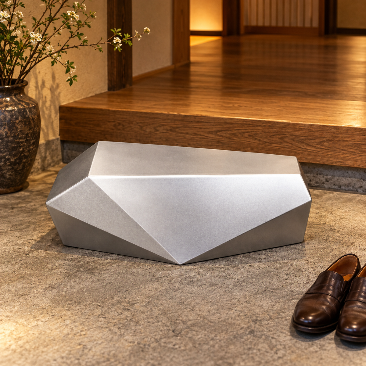Folded Stone Block シルバー 玄関での使用イメージ