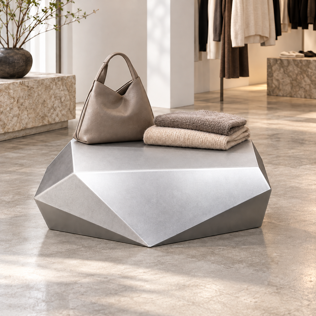 Folded Stone Block シルバー ショップでの使用イメージ