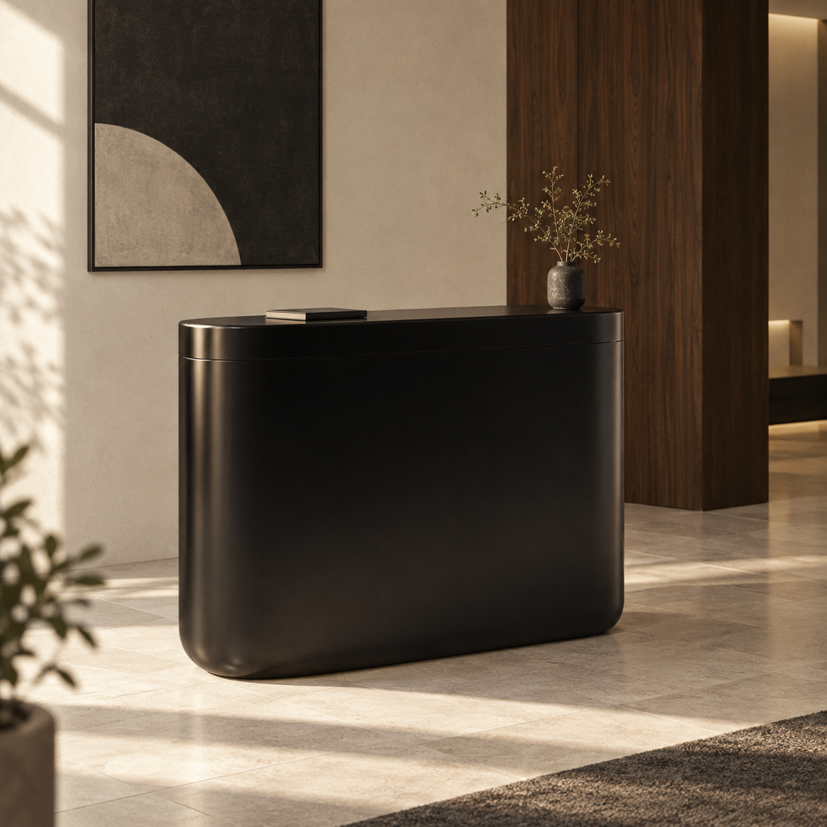 Pebble Reception Counter — interior scene 2 (AI-generated, editorial 2026-09-10)