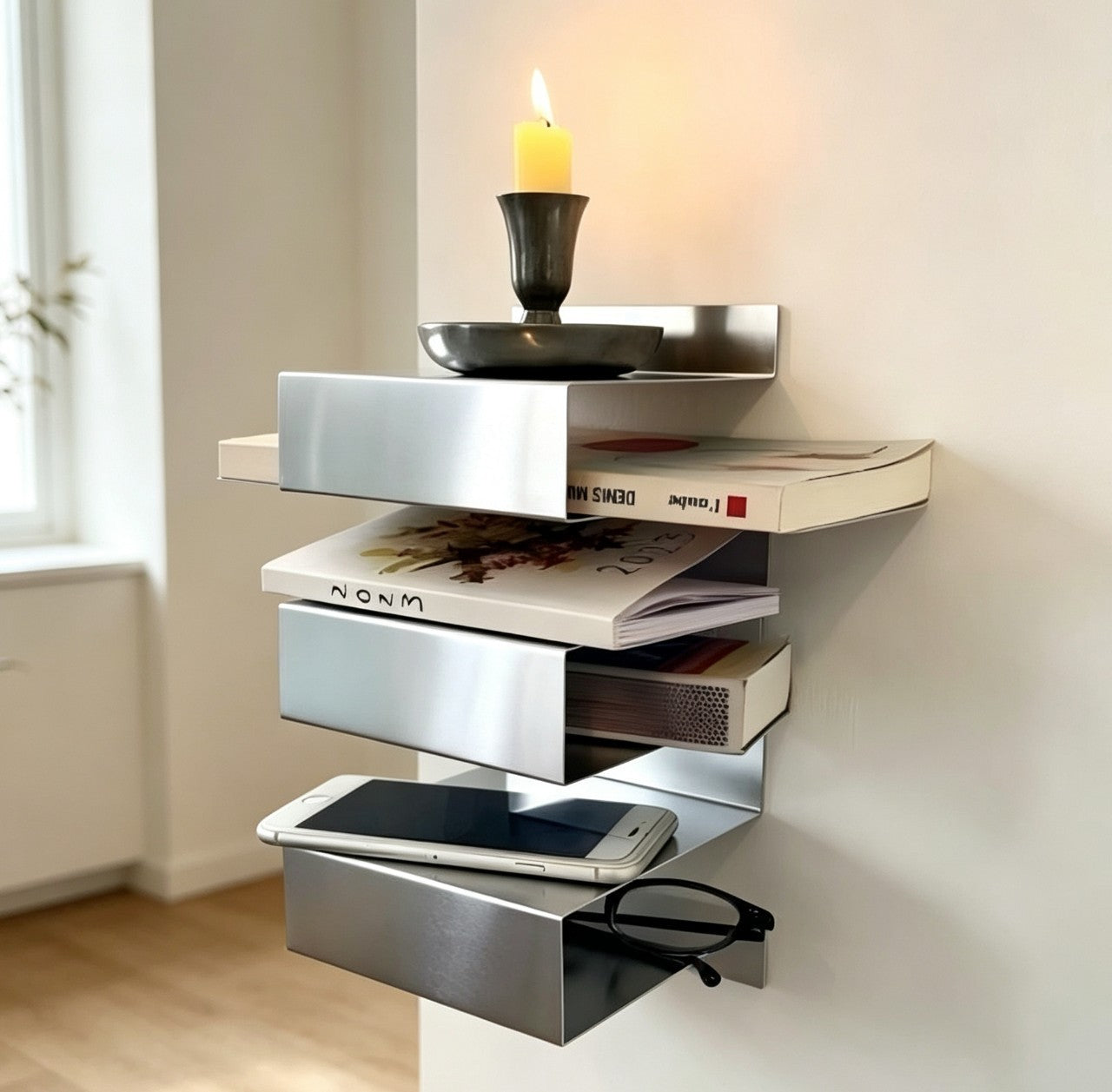 ステンレス什器 ウォールシェルフ 壁掛け棚 Ribbon Wall Shelf | 店舗